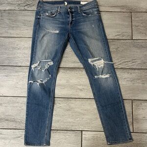 Rag & Bone Boyfriend Cut Distressed Blue Jeans Size 29
